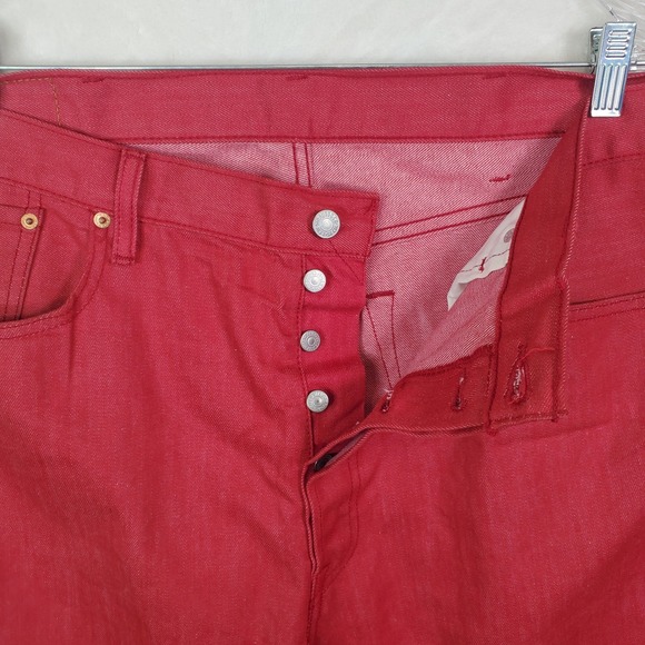 LEVI'S 501 Red Buttonfly Denim MEN'S Straight Leg Jeans Sz 40x30 PC9-00501-2511 - Picture 3 of 8